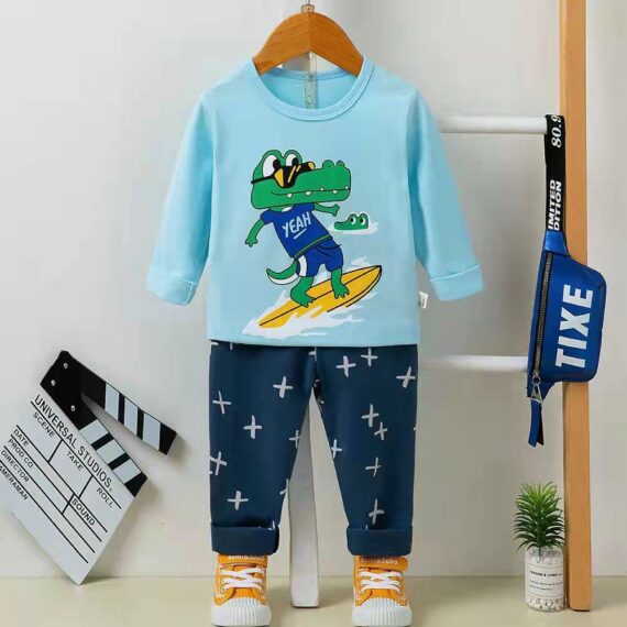 Long Sleeve Crew Neck Cotton Baby boy Pajamas Set