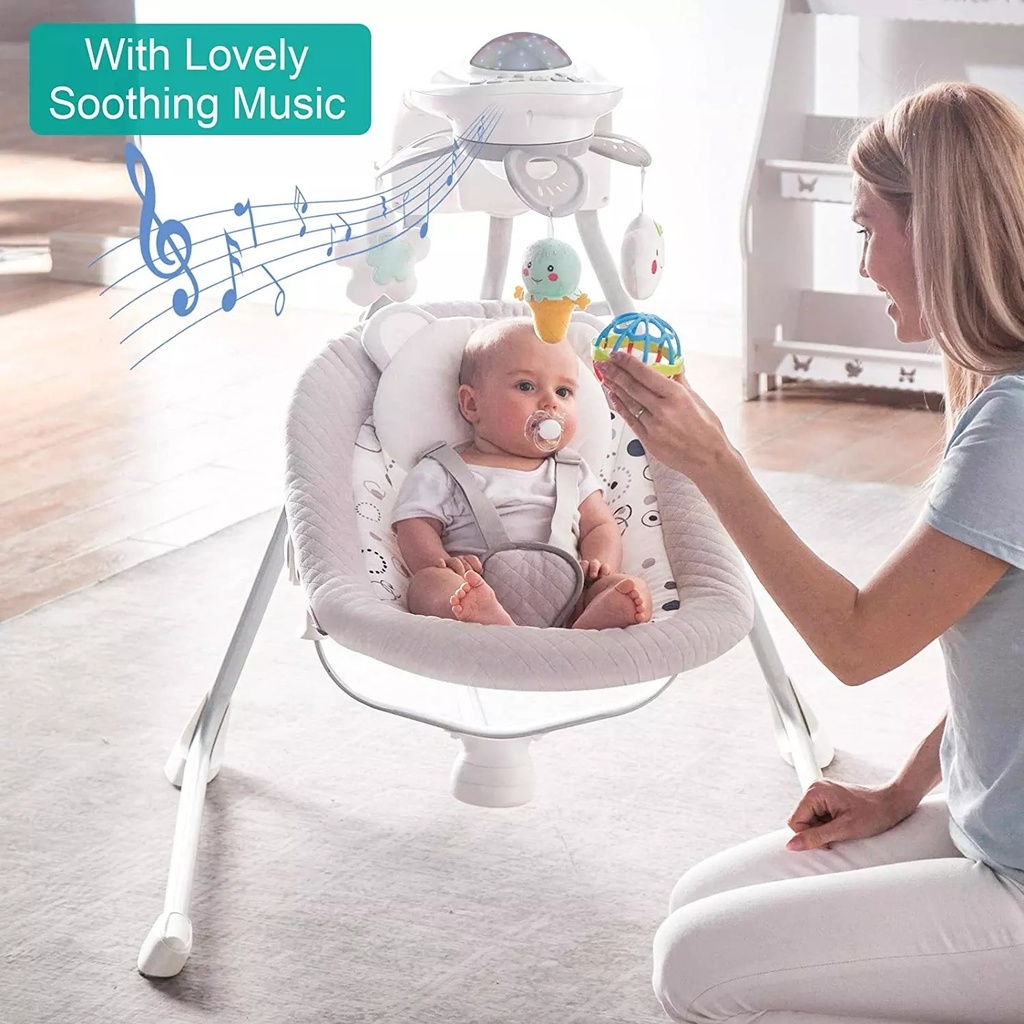Soft Electric Musical Vibrating Bouncer, Swing, and Rocking Chair with Rotating Light Toys: The Ideal Baby Entertainment Center