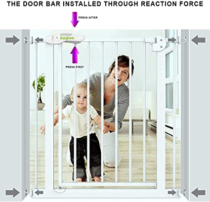 Baybee Auto Close Baby Safety Gate Size 75 -85cm , Extra Tall and Wide Baby Child Gate, Easy Walk Thru Pet Dog Gate for House, Doorway  Staircases |