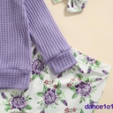 Baby Girls Long Sleeve O neck Tops Floral Print Trousers Bow knot Headband Set