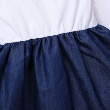Lovely blue and white 7 month baby girl dresses Long sleeves birthday dress for 1 year baby girl Cheap kids clothing set