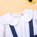 Lovely blue and white 7 month baby girl dresses Long sleeves birthday dress for 1 year baby girl Cheap kids clothing set