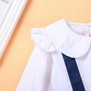 Lovely blue and white 7 month baby girl dresses Long sleeves birthday dress for 1 year baby girl Cheap kids clothing set