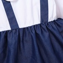 Lovely blue and white 7 month baby girl dresses Long sleeves birthday dress for 1 year baby girl Cheap kids clothing set
