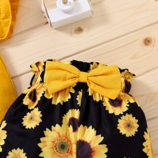 Little miss sassy Baby Girl Short Sleeve Sunflower Floral Pants 2Pcs Summer Outfit Sets