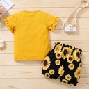 Little miss sassy Baby Girl Short Sleeve Sunflower Floral Pants 2Pcs Summer Outfit Sets