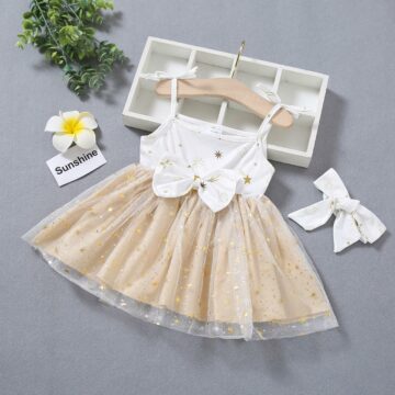 Infant Girls Clothes Baby Summer Clothing suit Sets Cotton Sleeveless Baby Dress Headdress Children Party Princess Clothing