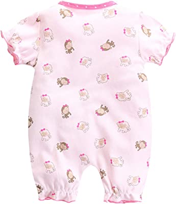 Baby Girls Summer Rompers Short Sleeve Jumper Cartoon Playsuit Cotton Outfits
