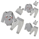 Baby Kids Boys Girls Elephant Print Long Sleeve Rompers Pants Hat Outfit Set