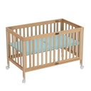 Foldable Adjustable and Mobile Wooden Crib with Wheels