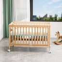 Foldable Adjustable and Mobile Wooden Crib with Wheels