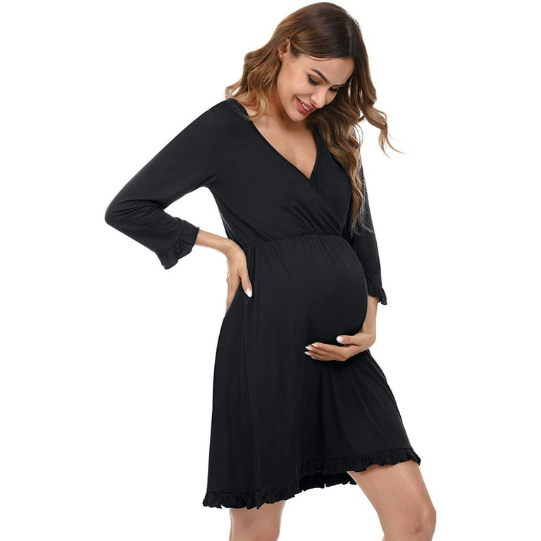 Maternity Sleep Nursing Dress_Sleeve Pregnancy Dress