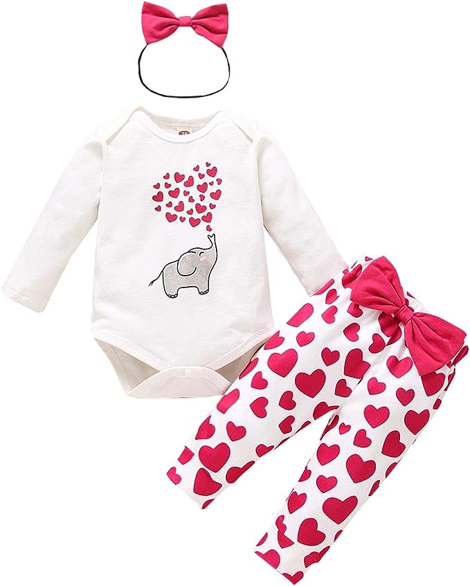 Baby Girl Heart Elephant Romper