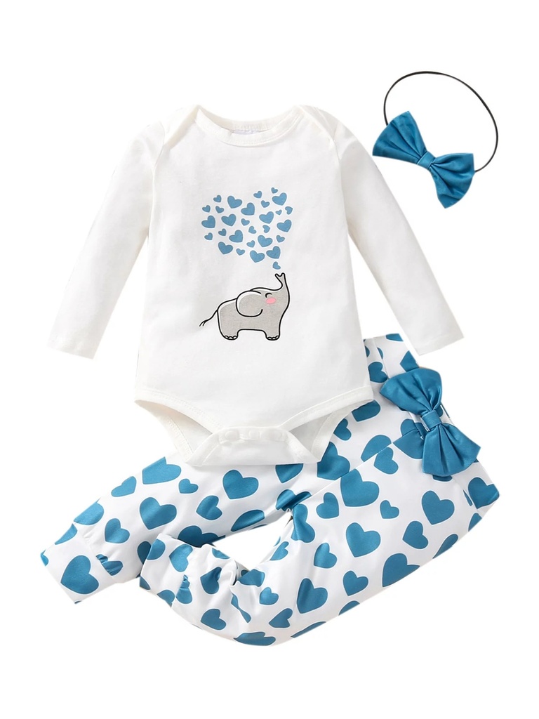 Baby Girl Heart Elephant Romper