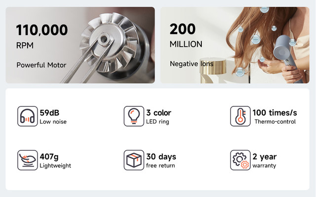 High-Speed Hair Dryer (3 Nozzles)