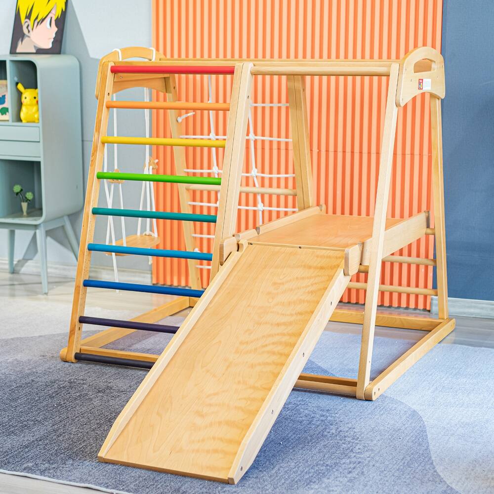Indoor Children Playground - Baby Wooden Slide Swing