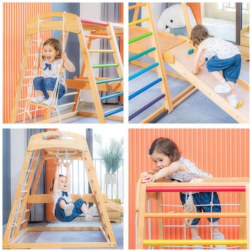 Indoor Children Playground - Baby Wooden Slide Swing