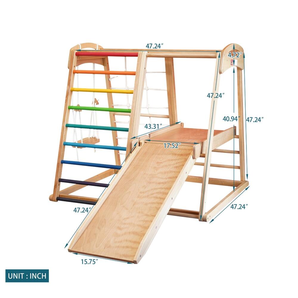 Indoor Children Playground - Baby Wooden Slide Swing
