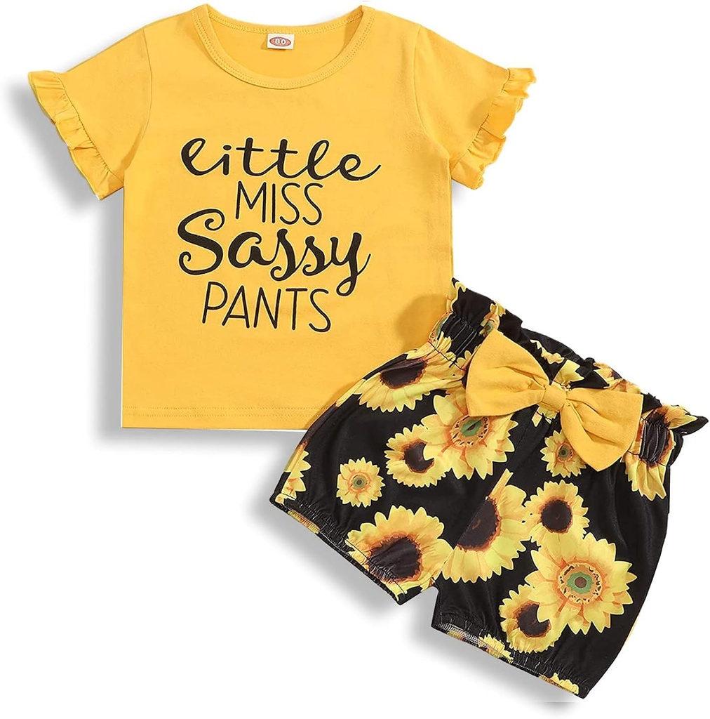 3 Pieces Little Miss Sassy shorts Baby Girl
