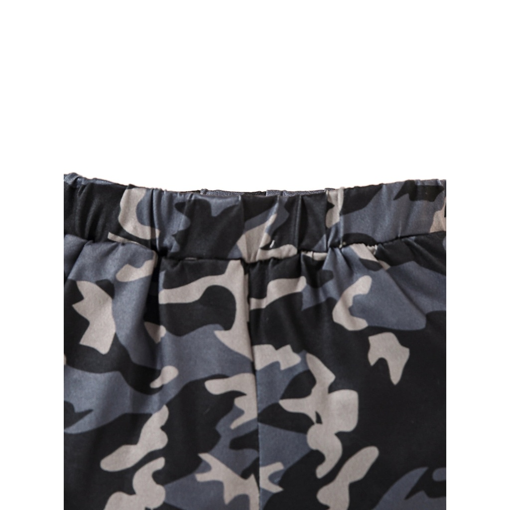 Baby Boy Letter and Camo Print Tee With Shorts