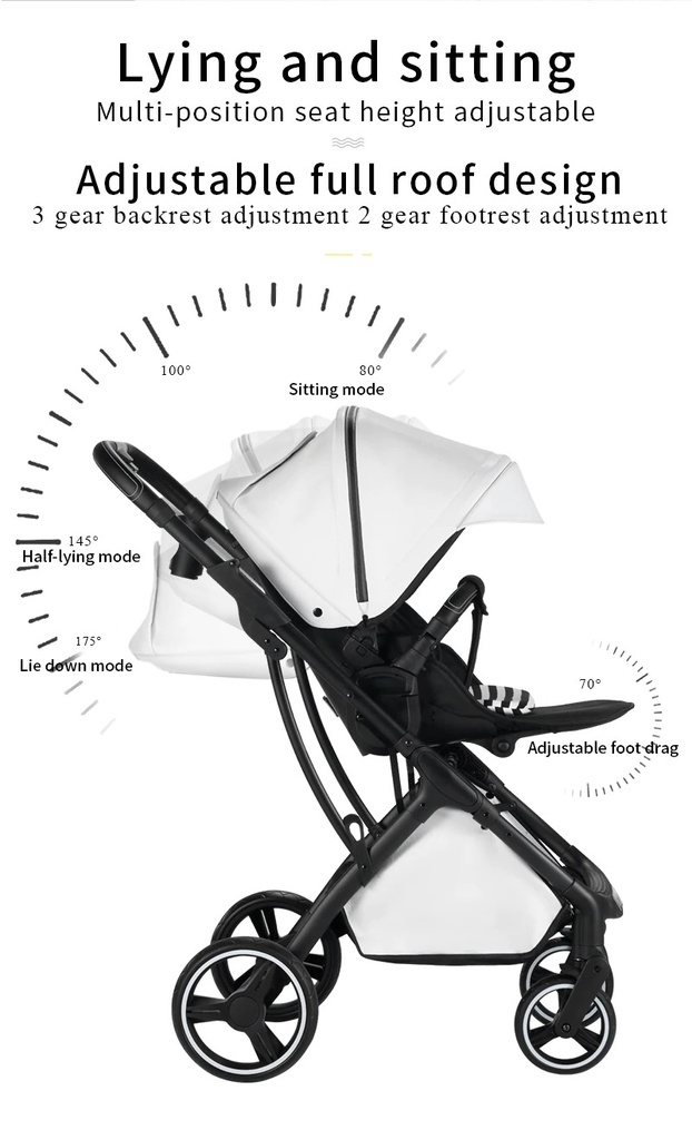 Baby Stroller 2 in 1 3 in 1 Dual-purpose Stroller - car seat not included