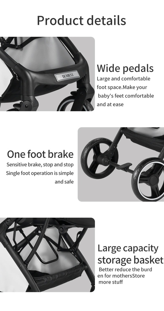 Baby Stroller 2 in 1 3 in 1 Dual-purpose Stroller - car seat not included
