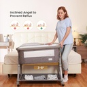 3 in 1 Foldable Baby Bassinet Bedside Sleeper with Large Storage Basket, Breathable Mesh and Cotton Mattress and Travel Bag