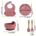 Feeding Set Toddler Weaning Set Silicone Bowl and Plate with Suction Spoon Fork