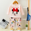 Crew Neck Long Sleeve Printed Organic Cotton Baby Girl Pajamas Set