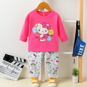 Crew Neck Long Sleeve Printed Organic Cotton Baby Girl Pajamas Set