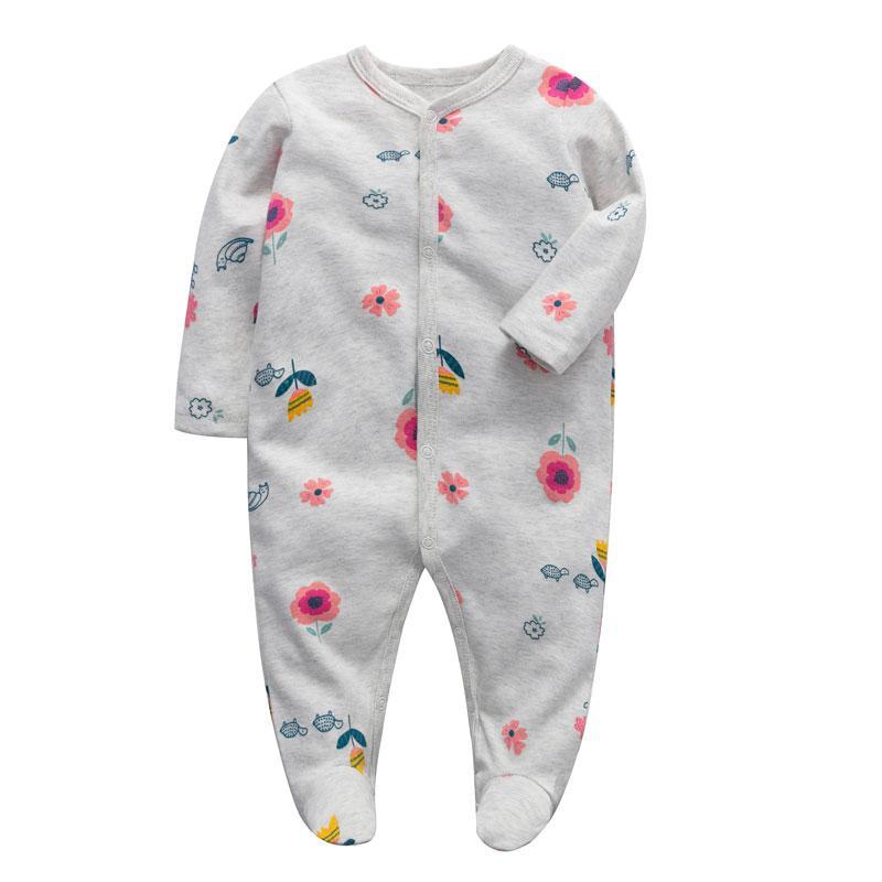 Baby Girl Allover Cartoon printed Footed Sleep Jumpsuit