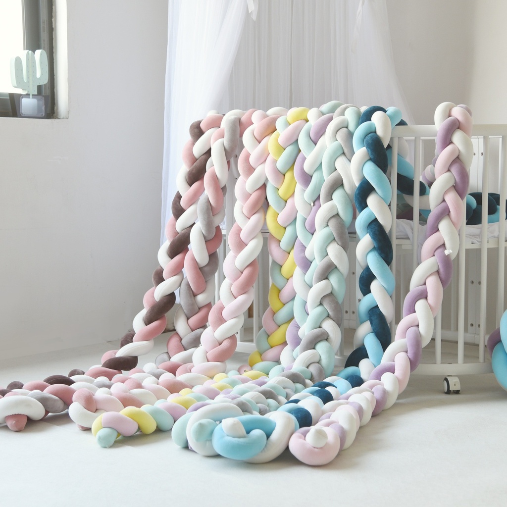 3 Meters Crib Bumper Cubes for Baby Bed Knotted Pillow Baby Bed