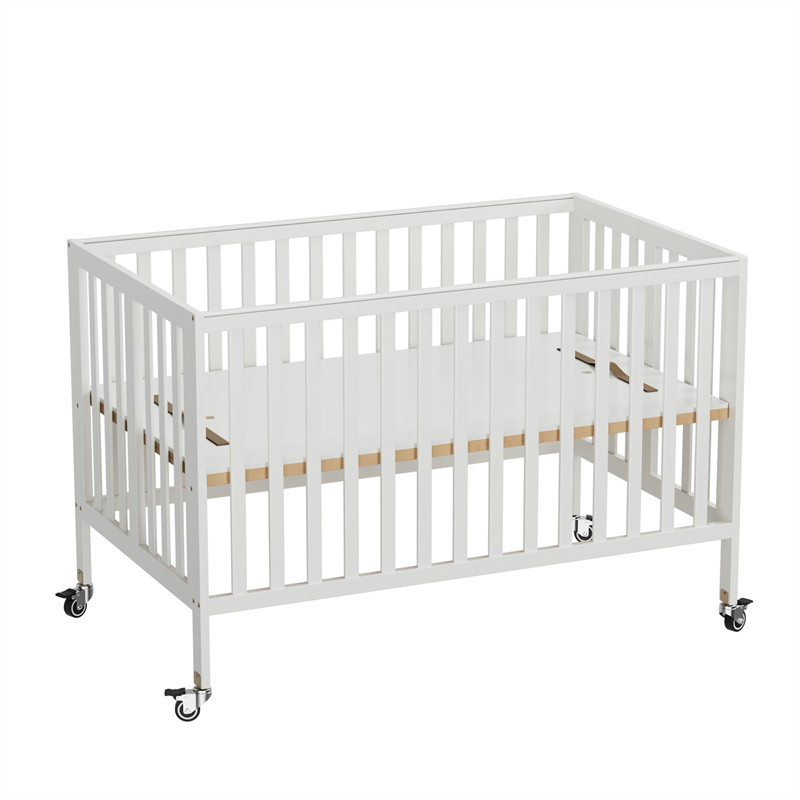 Adjustable Foldable Wooden Baby Crib Bed