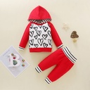 Toddler Infant Girls Boys Hoodie Outfits Heart Striped Long Sleeve Sweatshirts Pants Set