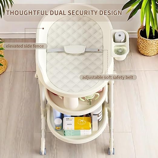 Diaper Changing Station, Portable Changing Table for Baby, Diaper Changing Table, Waterproof Baby Changing Station with Wheels and Adjustable Height for Newborn Infant and Toddler