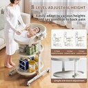 Diaper Changing Station, Portable Changing Table for Baby, Diaper Changing Table, Waterproof Baby Changing Station with Wheels and Adjustable Height for Newborn Infant and Toddler