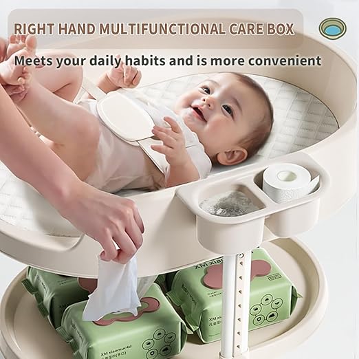 Diaper Changing Station, Portable Changing Table for Baby, Diaper Changing Table, Waterproof Baby Changing Station with Wheels and Adjustable Height for Newborn Infant and Toddler