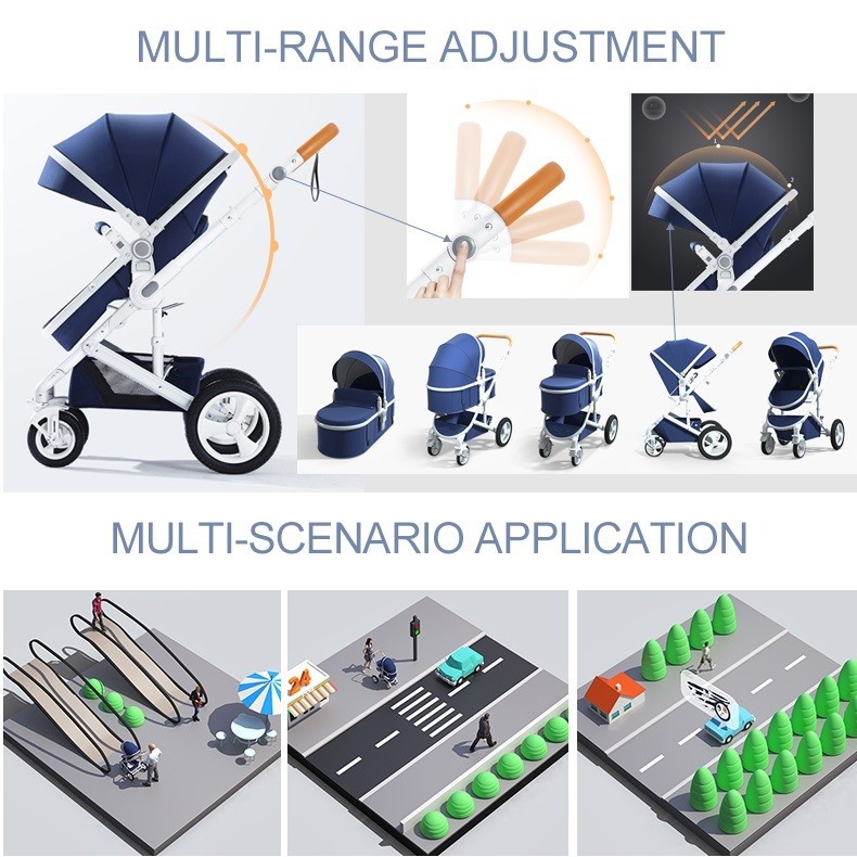 High landscape babylife 3 in 1 baby car stroller 2 way baby stroller (Bag not included)