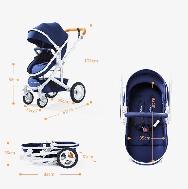 High landscape babylife 3 in 1 baby car stroller 2 way baby stroller (Bag not included)