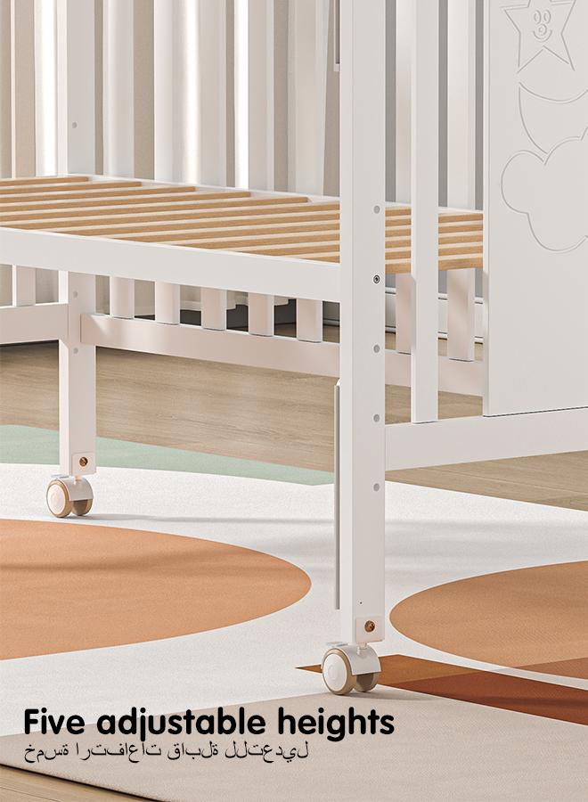 Children Wooden Crib, Bed Multifunctional & Adjustable Levels, (bedding set sold separately)