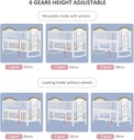Children Crib, Baby Wooden Cot, Bed Multifunctional Rocker, Convertible Desk And Kids Sofa With Mosquito Net (bedding set sold separately)