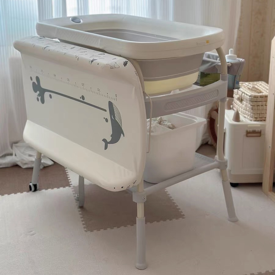 2 in 1Height Adjustable Foldable Daycare Baby Diaper Changing Table with Safety Strap