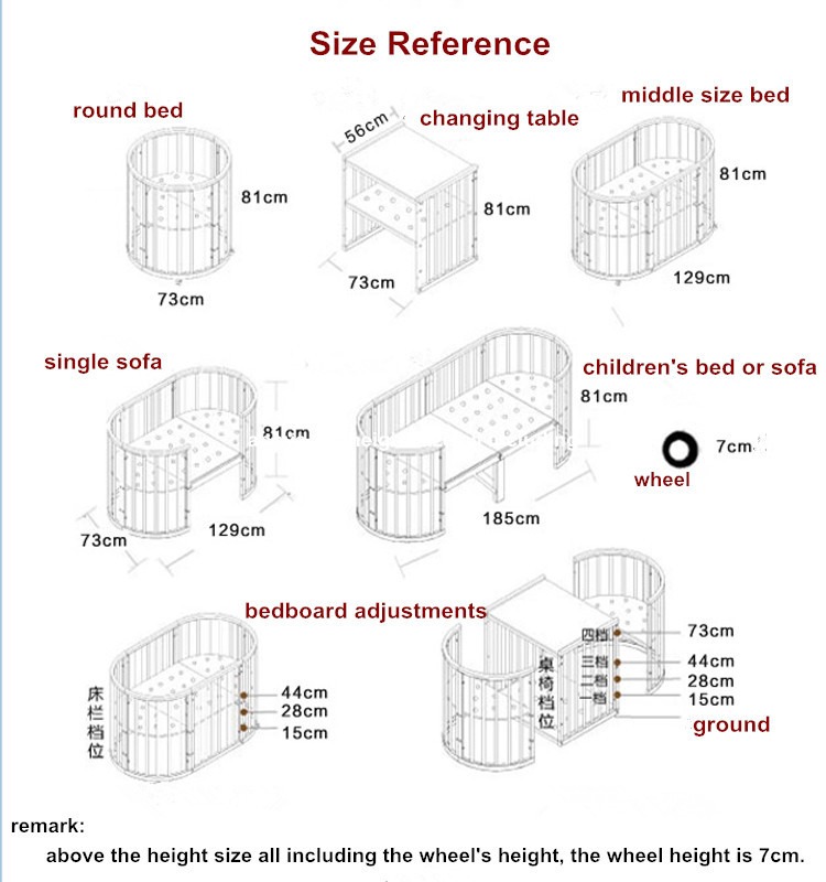 Oval Wood Children Bed: Multi-Function Baby Treasure Round Crib with Bedding Set and Mattress
