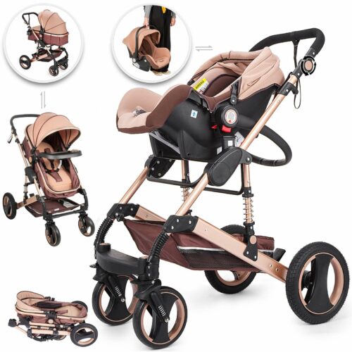 3 in 1  Baby Stroller High landscape with Car Seat Folding for 0-3 Years