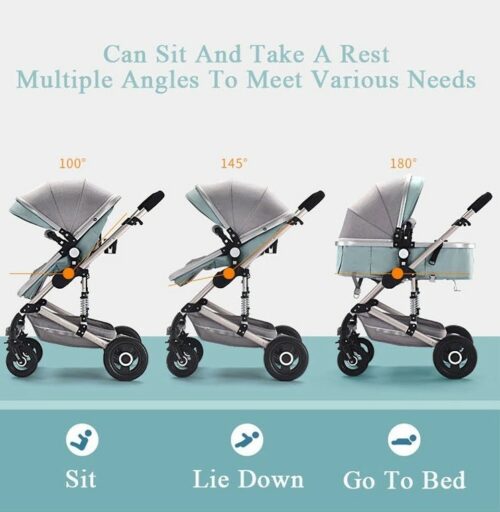 3 in 1  Baby Stroller High landscape with Car Seat Folding for 0-3 Years