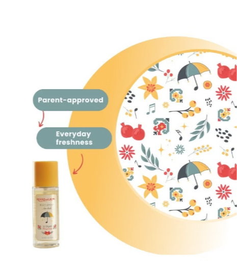 Roots & Glow Kids Body Mist / Spray light, cheerful body mist for kids, inspired by Palestinian pomegranates.