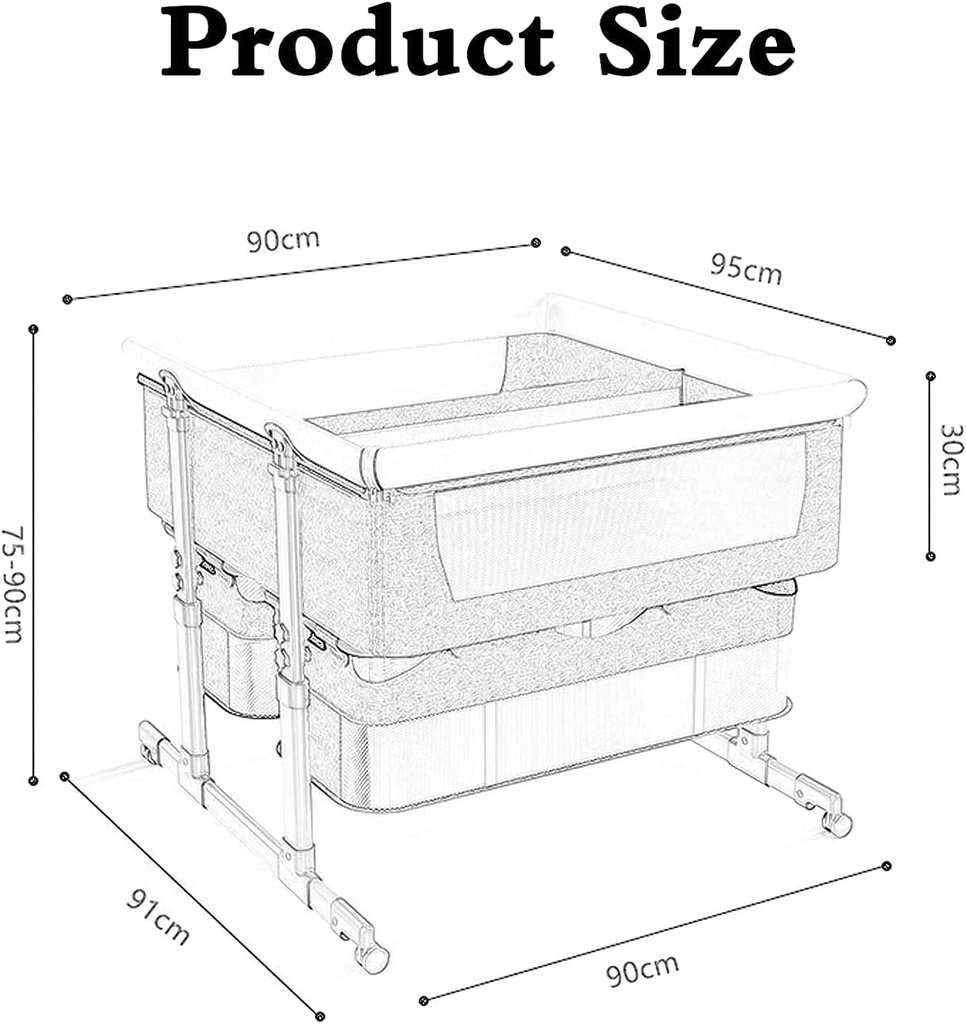 Twin Bassinets for Baby Double Bedside Sleeper - Perfect for Twins, Adjustable Height and Angle, Mesh Sides, Storage Pockets, Available in two colors