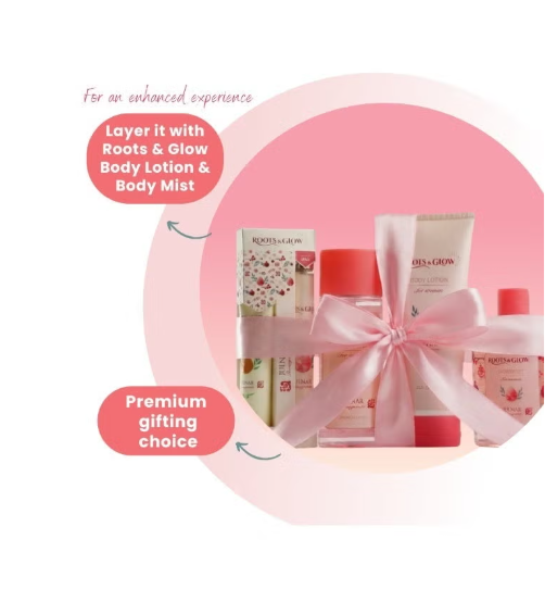 Roots & Glow Women’s Body Mist / Spray 250ml Refreshing Long-Lasting Fragrance Spray Elegant body mist with Palestine's pomegranate floral notes and soft musk.