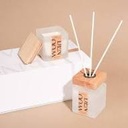 Wood Tone Diffuser & Candle Gift Set With Luxury Packaging white musk Flavour.
