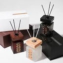 Wood Tone Diffuser & Candle Gift Set With Luxury Packaging white musk Flavour.